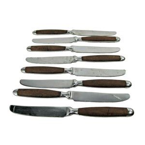 8 Pcs Hampton Silversmiths Stainless Flatware China  017 Knives Leather Suede